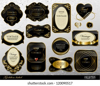 Retro black gold label/can be used for invitation, congratulation or website layout vector