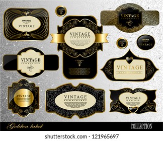 Retro black gold label/can be used for invitation, congratulation or website layout vector