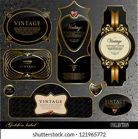 Retro black gold label/can be used for invitation, congratulation or website layout vector