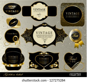 Retro black gold label/can be used for invitation, congratulation or website layout vector