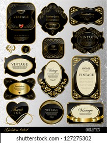 Retro black gold label/can be used for invitation, congratulation or website layout vector