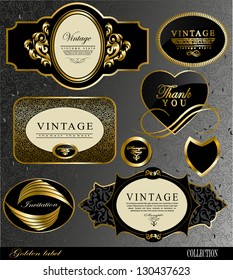 Retro black gold label/can be used for invitation, congratulation or website layout vector