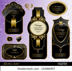 Retro black gold label/can be used for invitation, congratulation or website layout vector