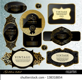 Retro black gold label/can be used for invitation, congratulation or website layout vector