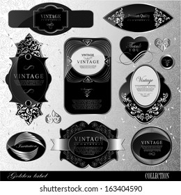 Retro black gold label/can be used for invitation, congratulation or website layout vector