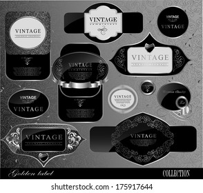 Retro black gold label/can be used for invitation, congratulation or website layout vector