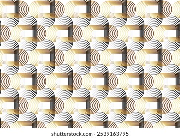 Retro black, golden gradient color and white geometric pattern background, vector abstract circle, triangle and square lines art. Trendy bauhaus pattern backgrounds op-art set