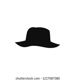 Retro Black Hat Silhouette. Top Hat Logo Isolated On White. Vector Illustration.