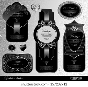 Retro black label/can be used for invitation, congratulation/ vector set