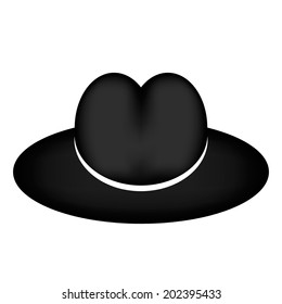 Retro black men hat on white. Vector illustration.