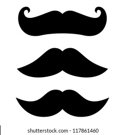 Retro black Mustache set isolated on white