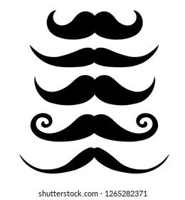 Retro black Mustache set isolated on white