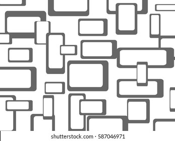 Retro black pattern background with squares - rounded. Vector illustration.
