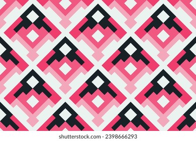 Retro black and pink geometric pattern background, vector abstract square lines art. Trendy bauhaus pattern background