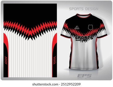 Diseño de patrón de cuello triángulo rojo negro retro, ilustración, fondo textil para camiseta deportiva, maqueta de camiseta de jersey de fútbol para club de fútbol