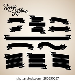 Retro Black Ribbon Banners Vector Collection