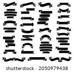 Retro black ribbons set vector. Silhouette labels, price tags, banners for bookmark, vintage ribbon, retro strap, band isolated set of vector is presented.