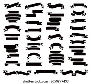 Retro black ribbons set vector. Silhouette labels, price tags, banners for bookmark, vintage ribbon, retro strap, band isolated set of vector is presented.