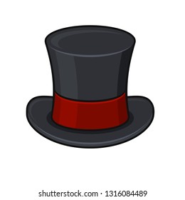 Retro Black Top Hat Icon on White Background. Vector