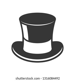 Retro Black Top Hat Icon on White Background. Vector