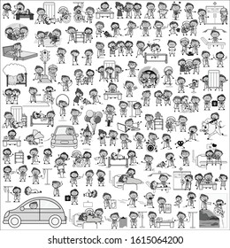 Retro Black and White Doctor Characters - Set of Concepts Vector illustrations