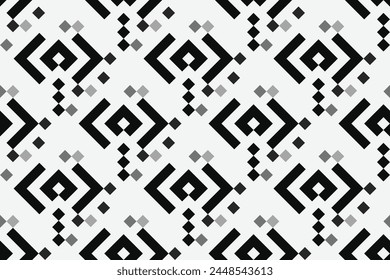 Retro black and white geometric pattern background, vector abstract square lines art. Trendy bauhaus pattern backgrounds