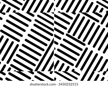 Fondo geométrico retro en blanco y negro, círculos abstractos de Vector, triángulos y cuadrados arte de línea.