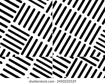 Retro black and white geometric pattern background, vector abstract circles, triangles and squares line art. Trendy bauhaus pattern background.