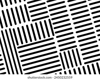 Retro black and white geometric pattern background, vector abstract circles, triangles and squares line art. Trendy bauhaus pattern background.