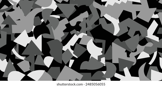 Retro black and white geometric pattern background. Vector abstract circle, triangle and shapes art. Trendy Bauhaus pattern backgrounds op art. 