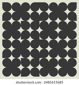 Retro black and white geometric pattern background, vector abstract circle, triangle and square lines art. Trendy bauhaus pattern backgrounds op-art set