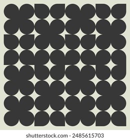Retro black and white geometric pattern background, vector abstract circle, triangle and square lines art. Trendy bauhaus pattern backgrounds op-art set