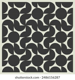 Retro-Schwarz-Weiß-geometrischer Musterhintergrund, Vektorgrafik abstrakter Kreis, Dreieck und quadratische Linien. Trendy Bauhaus-Musterhintergründe op-art set