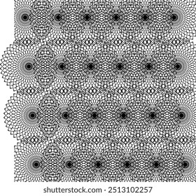 Fundo de padrão geométrico preto e branco retrô, círculo abstrato vetorial, triângulo e arte de linhas quadradas.
