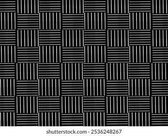 Retro black and white geometric pattern background, vector abstract circles, triangles and squares line art. Trendy bauhaus pattern background.
