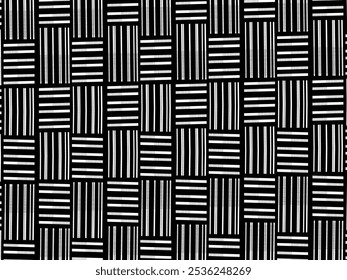 Retro black and white geometric pattern background, vector abstract circles, triangles and squares line art. Trendy bauhaus pattern background.