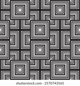 Retro black and white geometric pattern background, vector abstract circles, beautiful and artistic triangles and squares line art.