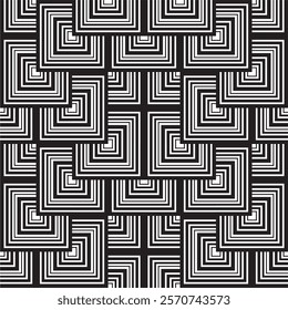 Retro black and white geometric pattern background, vector abstract circles, beautiful and artistic triangles and squares line art.