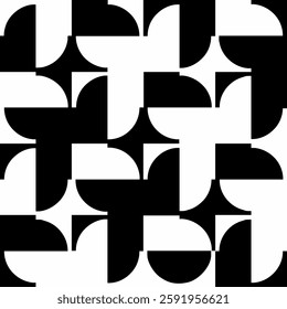 Retro black and white geometric pattern background, vector abstract circle, estampa circulo, vetor preto e branco