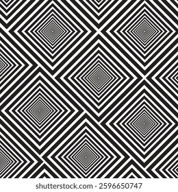Retro black and white geometric pattern background, vector abstract 