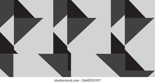 Retro black and white geometric pattern background, vector abstract diagonal line art, triangles and squares. Trendy Bauhaus pattern background. eps 10