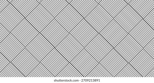 Fondo geométrico blanco y negro retro del patrón, arte abstracto de las líneas cuadradas del Vector