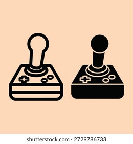 Controladores de joystick retro en blanco y negro sobre un fondo beige neutro diseño clásico de juegos con Botones y palo
