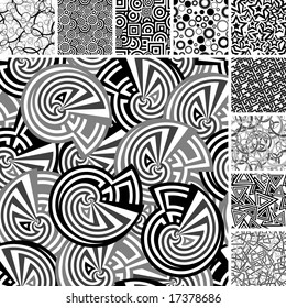 Retro black and white seamless backgrounds