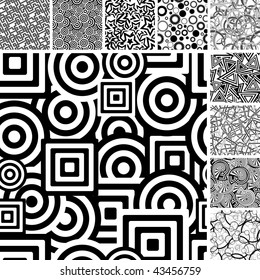 Retro black and white seamless backgrounds