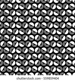 Retro black and white seamless circle background.