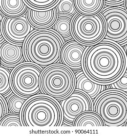 Retro black and white seamless circle background