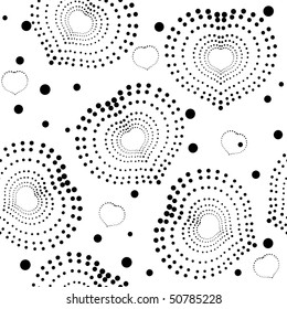 Retro black and white seamless heart background