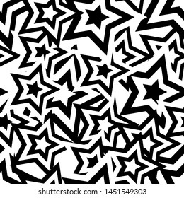 Retro black and white seamless pentagram background