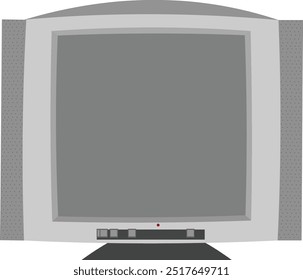 Vista frontal del televisor blanco y negro retro con pantalla en blanco, estilo antiguo de Vector, retro Televisionon aislado en un fondo blanco